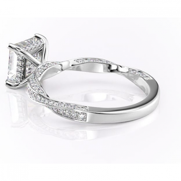 Inel de logodnă Rhea din aur Alb 18kt cu moissanite tăietură princess – Montură pavé rafinată pentru profil înalt | Personalizează și configurează gratuit online [5]