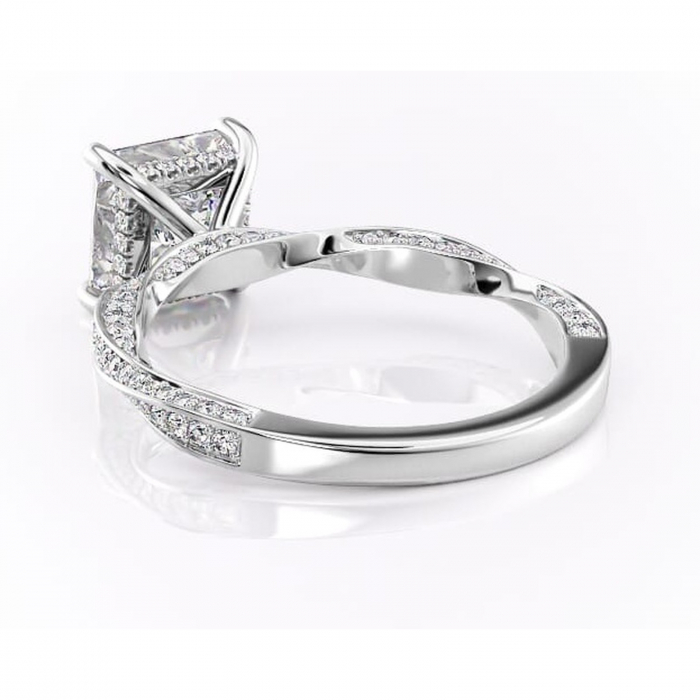 Inel de logodnă Rhea din aur Alb 18kt cu moissanite tăietură princess – Montură pavé rafinată pentru profil înalt | Personalizează și configurează gratuit online [4]