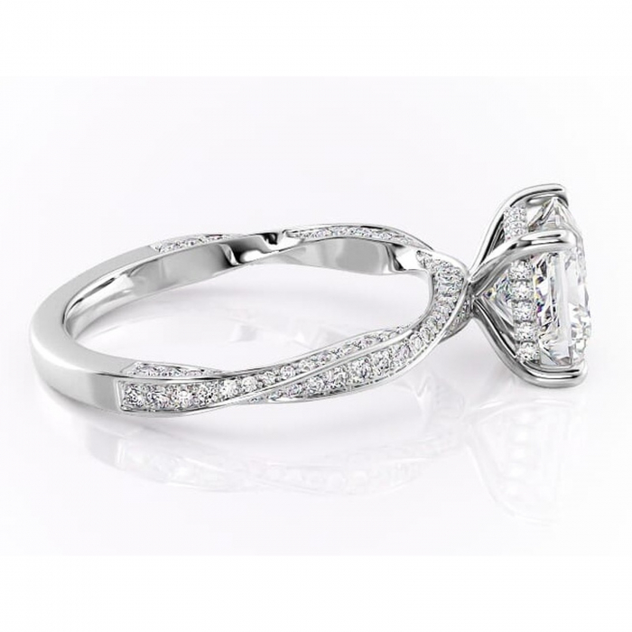 Inel de logodnă Rhea din aur Alb 18kt cu moissanite tăietură princess – Montură pavé rafinată pentru profil înalt | Personalizează și configurează gratuit online [2]