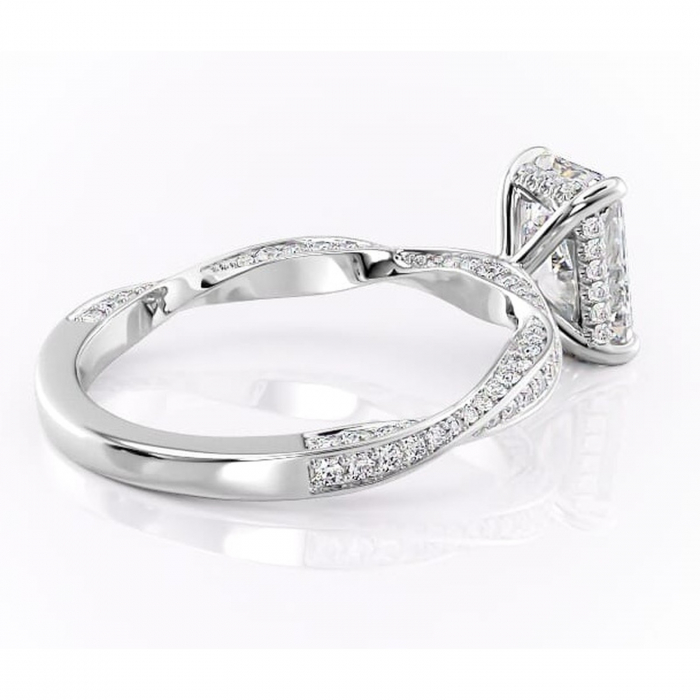 Inel de logodnă Rhea din aur Alb 14kt cu moissanite tăietură radiantă – Montură pavé rafinată pentru profil înalt | Personalizează și configurează gratuit online [3]