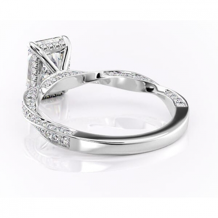 Inel de logodnă Rhea din aur Alb 14kt cu moissanite tăietură radiantă – Montură pavé rafinată pentru profil înalt | Personalizează și configurează gratuit online [4]