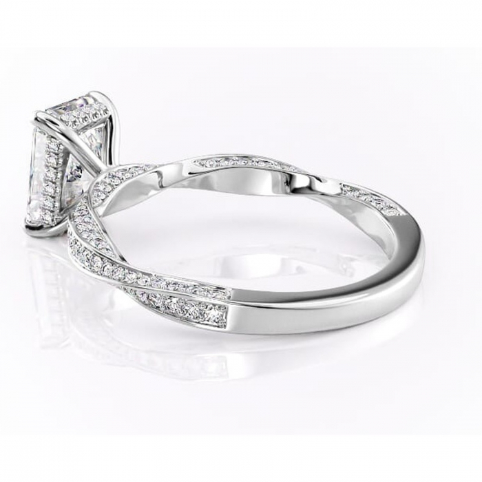 Inel de logodnă Rhea din aur Alb 14kt cu moissanite tăietură radiantă – Montură pavé rafinată pentru profil înalt | Personalizează și configurează gratuit online [5]