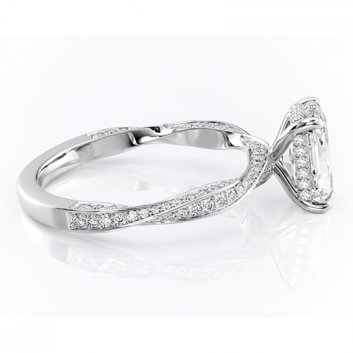 Inel de logodnă Rhea din aur Alb 14kt cu moissanite tăietură radiantă – Montură pavé rafinată pentru profil înalt | Personalizează și configurează gratuit online [2]