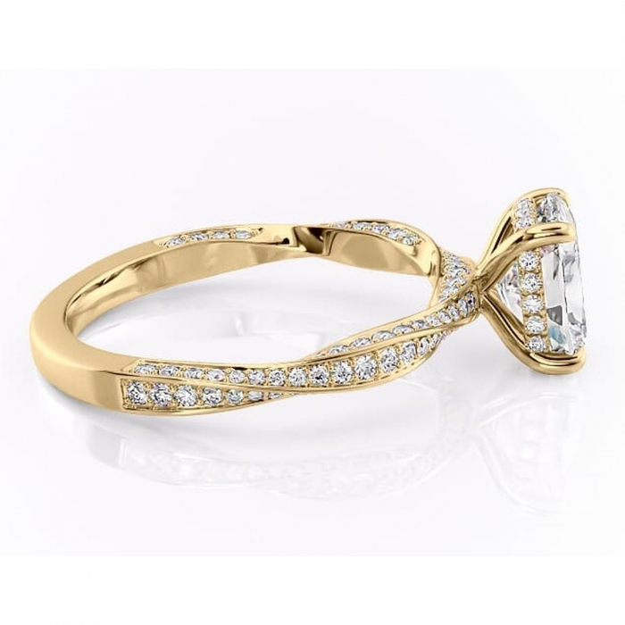 Inel de logodnă Rhea din aur Galben 14kt cu moissanite tăietură asscher – Montură pavé rafinată pentru profil înalt | Personalizează și configurează gratuit online [2]