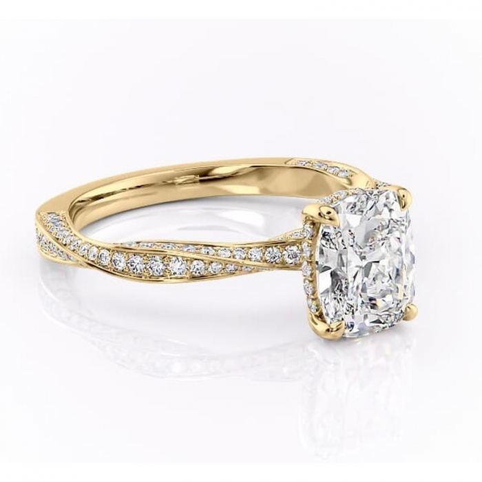 Inel de logodnă Rhea din aur Galben 14kt cu moissanite tăietură asscher – Montură pavé rafinată pentru profil înalt | Personalizează și configurează gratuit online [1]