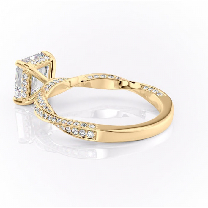 Inel de logodnă Rhea din aur Galben 18kt cu moissanite tăietură asscher – Montură pavé rafinată pentru profil înalt | Personalizează și configurează gratuit online [5]
