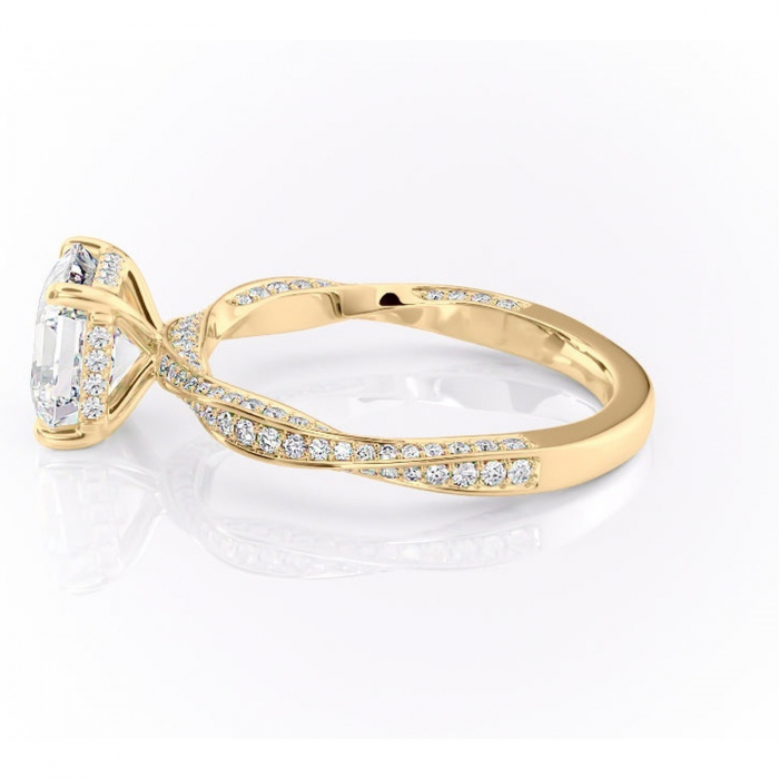 Inel de logodnă Rhea din aur Galben 18kt cu moissanite tăietură asscher – Montură pavé rafinată pentru profil înalt | Personalizează și configurează gratuit online [6]