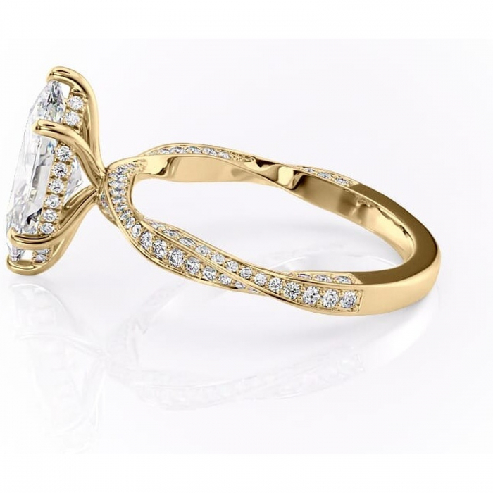 Inel de logodnă Rhea din aur Galben 18kt cu moissanite tăietură marquise – Montură pavé rafinată pentru profil înalt | Personalizează și configurează gratuit online [6]