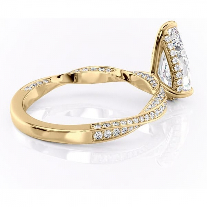 Inel de logodnă Rhea din aur Galben 18kt cu moissanite tăietură pară – Montură pavé rafinată pentru profil înalt | Personalizează și configurează gratuit online [3]