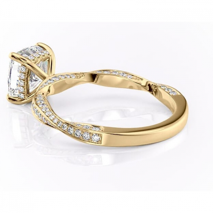 Inel de logodnă Rhea din aur Galben 14kt cu moissanite tăietură pernă – Montură pavé rafinată pentru profil înalt | Personalizează și configurează gratuit online [5]