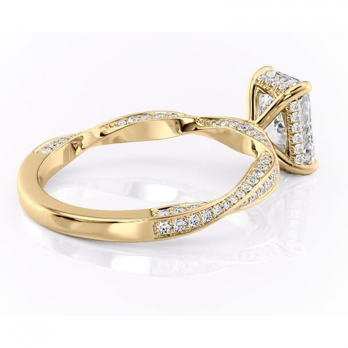 Inel de logodnă Rhea din aur Galben 18kt cu moissanite tăietură radiantă – Montură pavé rafinată pentru profil înalt | Personalizează și configurează gratuit online [3]