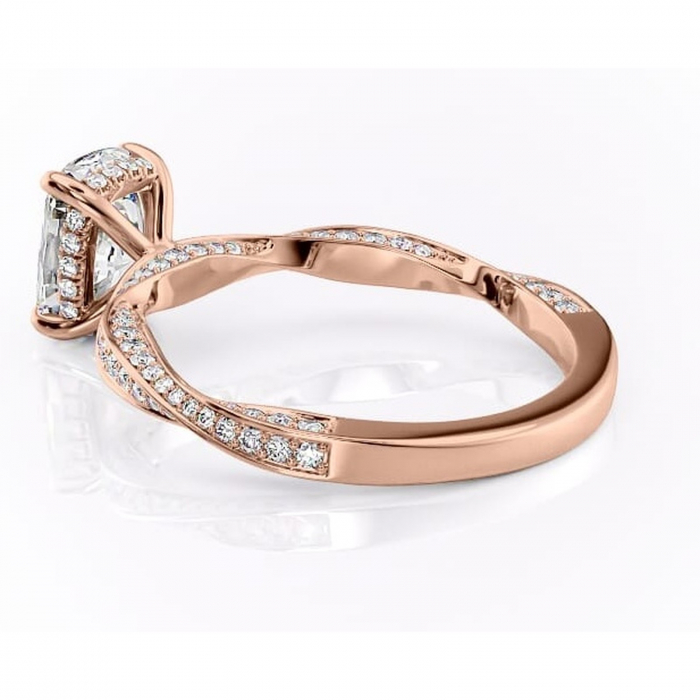 Inel de logodnă Rhea din aur Rose 14kt cu moissanite tăietură asscher – Montură pavé rafinată pentru profil înalt | Personalizează și configurează gratuit online [5]