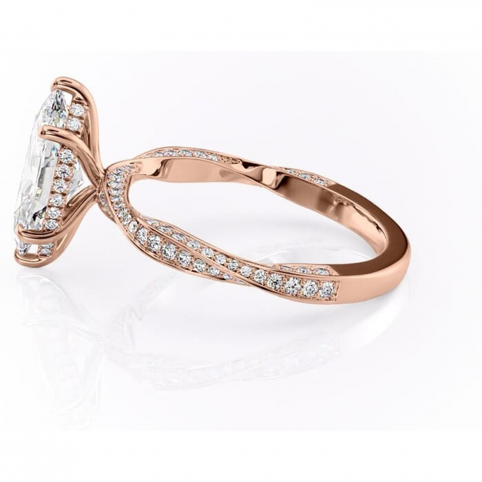 Inel de logodnă Rhea din aur Rose 18kt cu moissanite tăietură marquise – Montură pavé rafinată pentru profil înalt | Personalizează și configurează gratuit online [6]