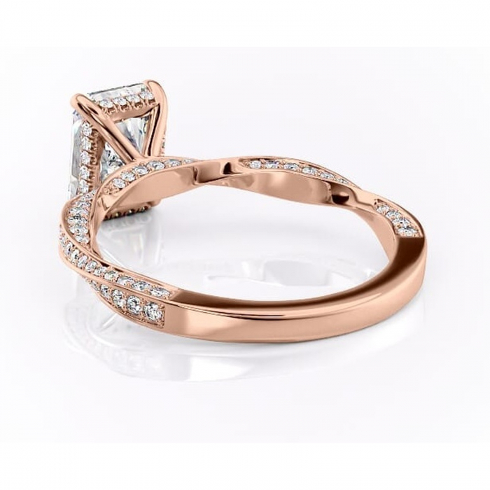 Inel de logodnă Rhea din aur Rose 18kt cu moissanite tăietură radiantă – Montură pavé rafinată pentru profil înalt | Personalizează și configurează gratuit online [4]