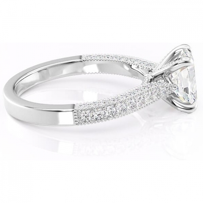 Inel de logodnă Romy din aur Alb 14kt cu moissanite tăietură asscher – Montură pavé rafinată pentru profil înalt | Personalizează și configurează gratuit online [2]
