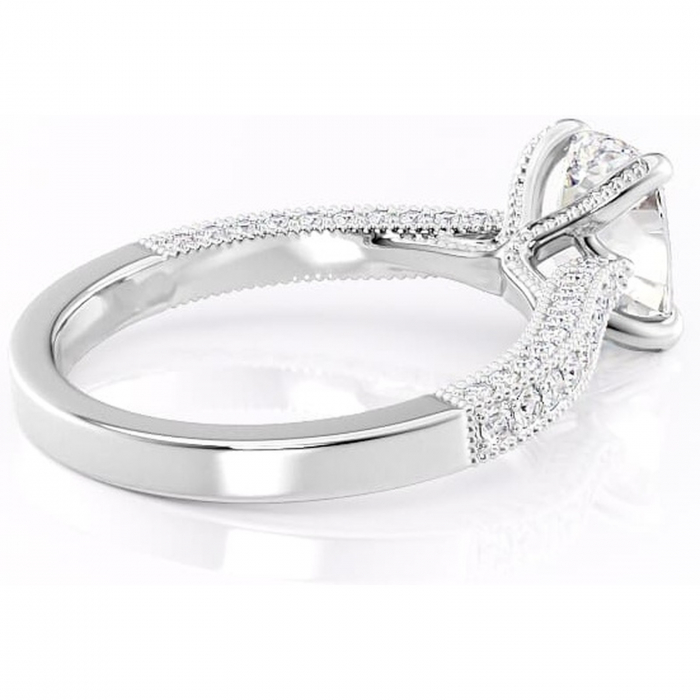 Inel de logodnă Romy din aur Alb 14kt cu moissanite tăietură asscher – Montură pavé rafinată pentru profil înalt | Personalizează și configurează gratuit online [3]