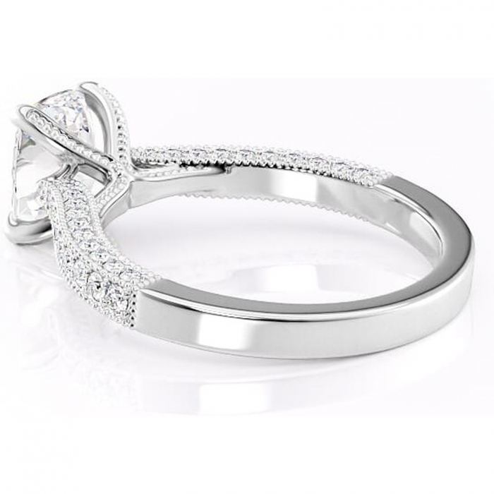 Inel de logodnă Romy din aur Alb 14kt cu moissanite tăietură asscher – Montură pavé rafinată pentru profil înalt | Personalizează și configurează gratuit online [5]