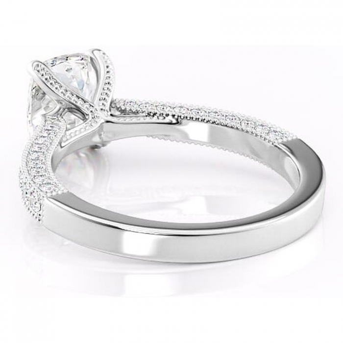 Inel de logodnă Romy din aur Alb 14kt cu moissanite tăietură asscher – Montură pavé rafinată pentru profil înalt | Personalizează și configurează gratuit online [4]