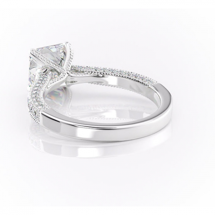 Inel de logodnă Romy din aur Alb 14kt cu moissanite tăietură asscher – Montură pavé rafinată pentru profil înalt | Personalizează și configurează gratuit online [4]