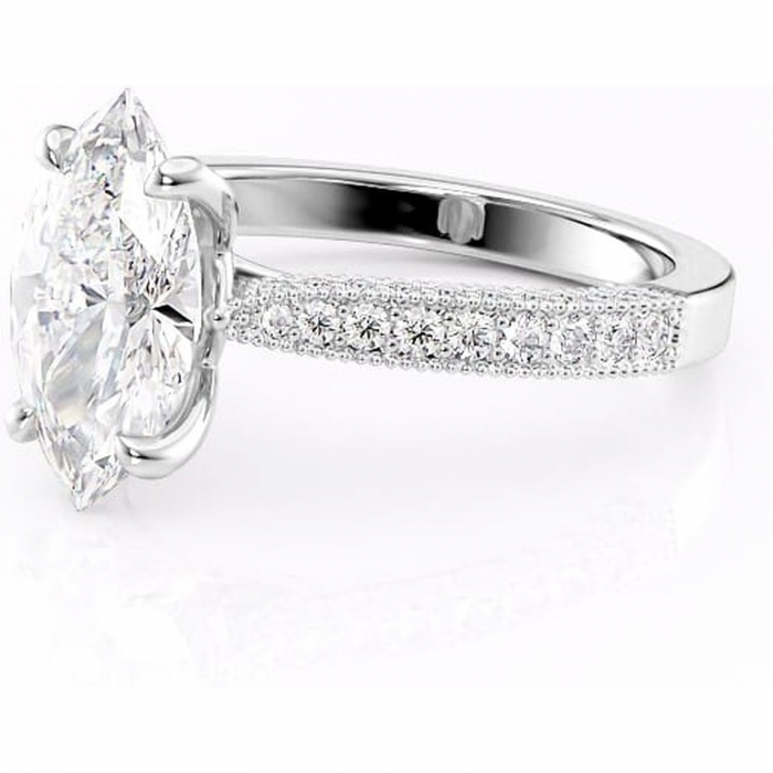 Inel de logodnă Romy din aur Alb 14kt cu moissanite tăietură marquise – Montură pavé rafinată pentru profil înalt | Personalizează și configurează gratuit online [7]