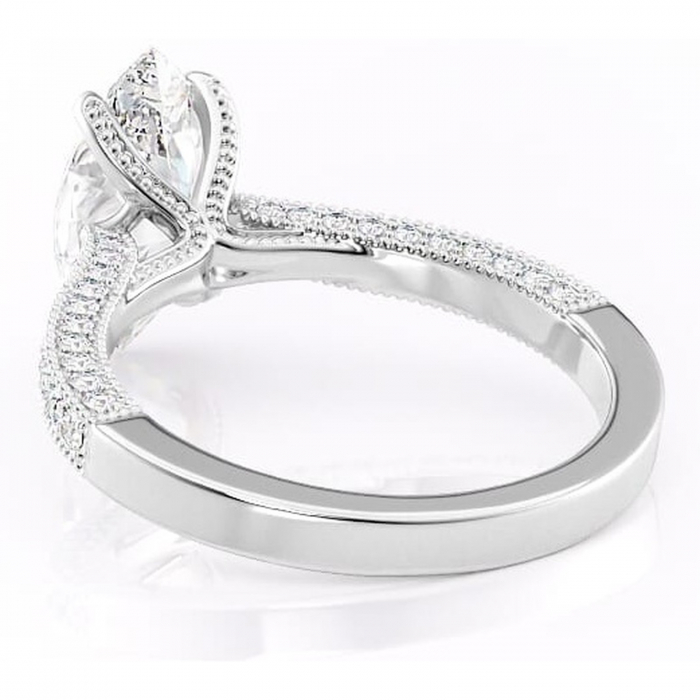 Inel de logodnă Romy din aur Alb 14kt cu moissanite tăietură marquise – Montură pavé rafinată pentru profil înalt | Personalizează și configurează gratuit online [4]
