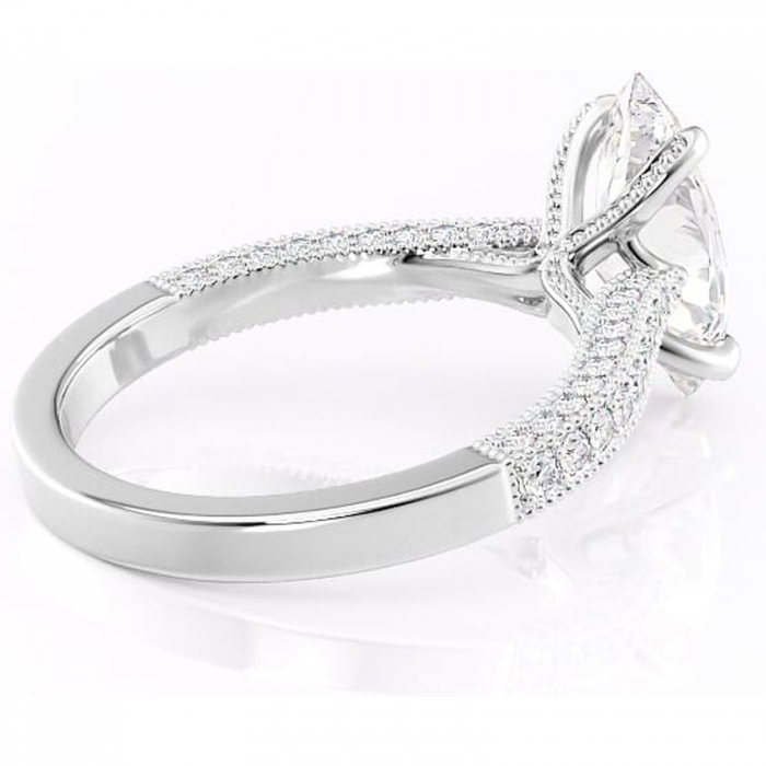 Inel de logodnă Romy din aur Alb 14kt cu moissanite tăietură marquise – Montură pavé rafinată pentru profil înalt | Personalizează și configurează gratuit online [3]