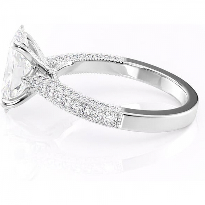 Inel de logodnă Romy din aur Alb 14kt cu moissanite tăietură marquise – Montură pavé rafinată pentru profil înalt | Personalizează și configurează gratuit online [6]