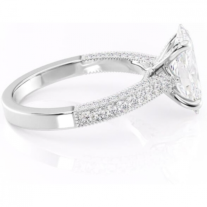 Inel de logodnă Romy din aur Alb 14kt cu moissanite tăietură marquise – Montură pavé rafinată pentru profil înalt | Personalizează și configurează gratuit online [2]