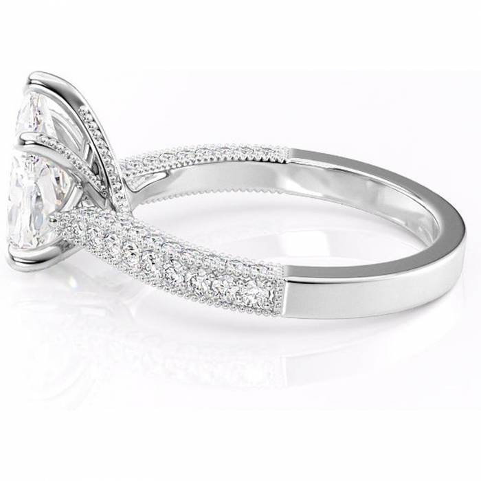 Inel de logodnă Romy din aur Alb 14kt cu moissanite tăietură pară – Montură pavé rafinată pentru profil înalt | Personalizează și configurează gratuit online [6]