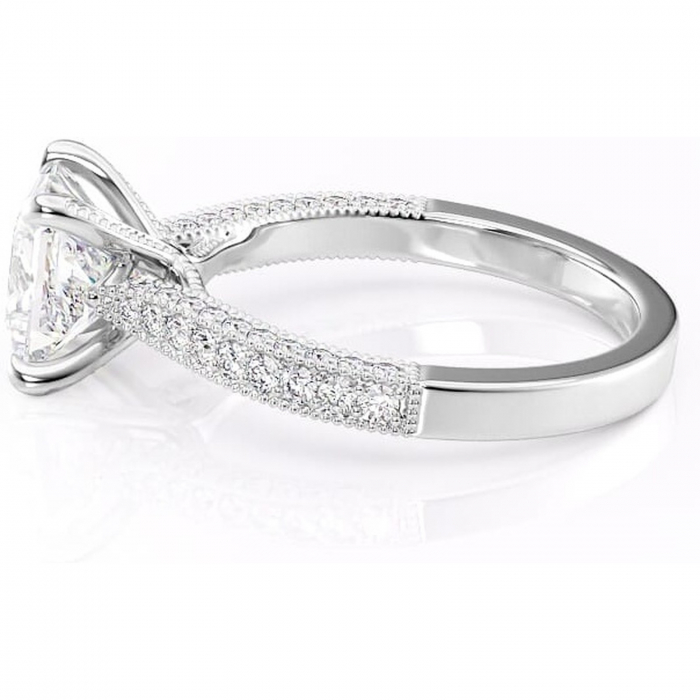 Inel de logodnă Romy din aur Alb 18kt cu moissanite tăietură princess – Montură pavé rafinată pentru profil înalt | Personalizează și configurează gratuit online [6]