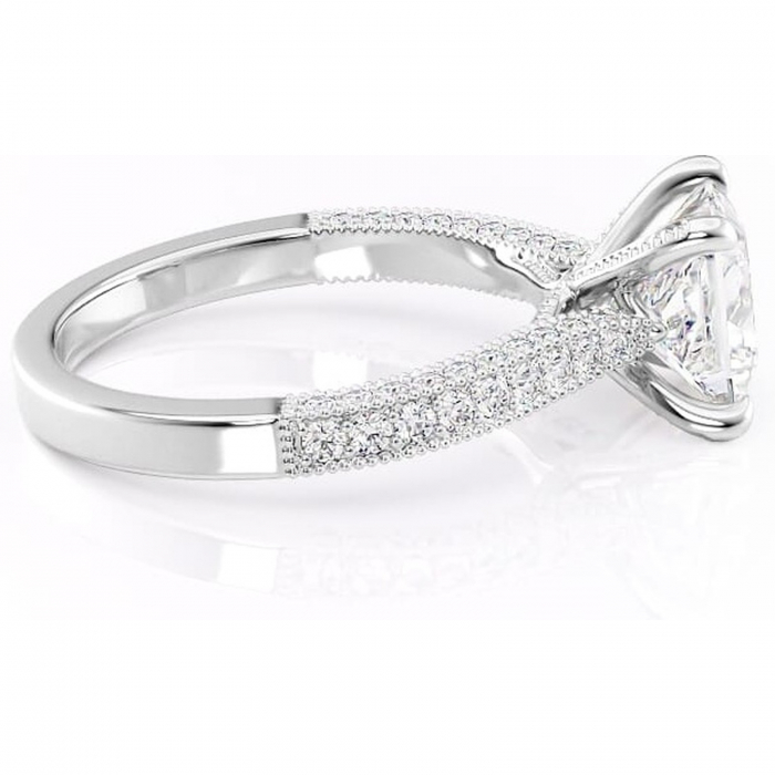 Inel de logodnă Romy din aur Alb 18kt cu moissanite tăietură princess – Montură pavé rafinată pentru profil înalt | Personalizează și configurează gratuit online [2]