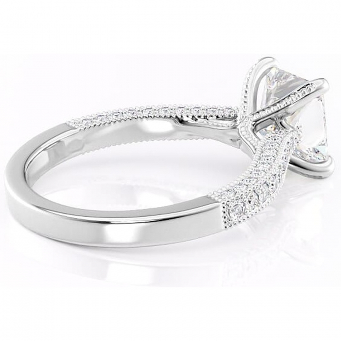 Inel de logodnă Romy din aur Alb 18kt cu moissanite tăietură princess – Montură pavé rafinată pentru profil înalt | Personalizează și configurează gratuit online [3]