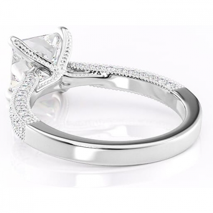 Inel de logodnă Romy din aur Alb 18kt cu moissanite tăietură princess – Montură pavé rafinată pentru profil înalt | Personalizează și configurează gratuit online [4]