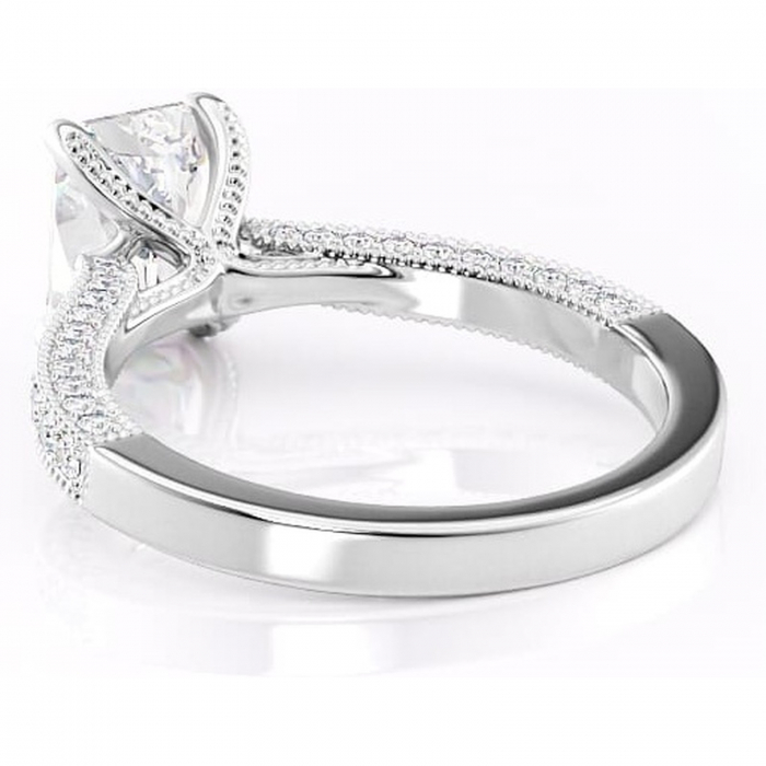 Inel de logodnă Romy din aur Alb 14kt cu moissanite tăietură radiantă – Montură pavé rafinată pentru profil înalt | Personalizează și configurează gratuit online [4]