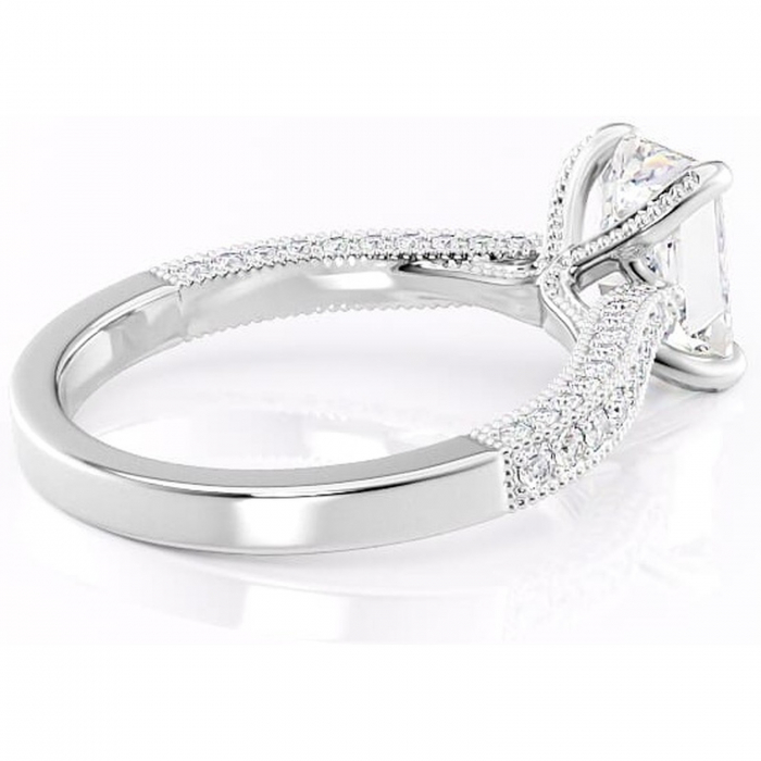 Inel de logodnă Romy din aur Alb 14kt cu moissanite tăietură radiantă – Montură pavé rafinată pentru profil înalt | Personalizează și configurează gratuit online [3]