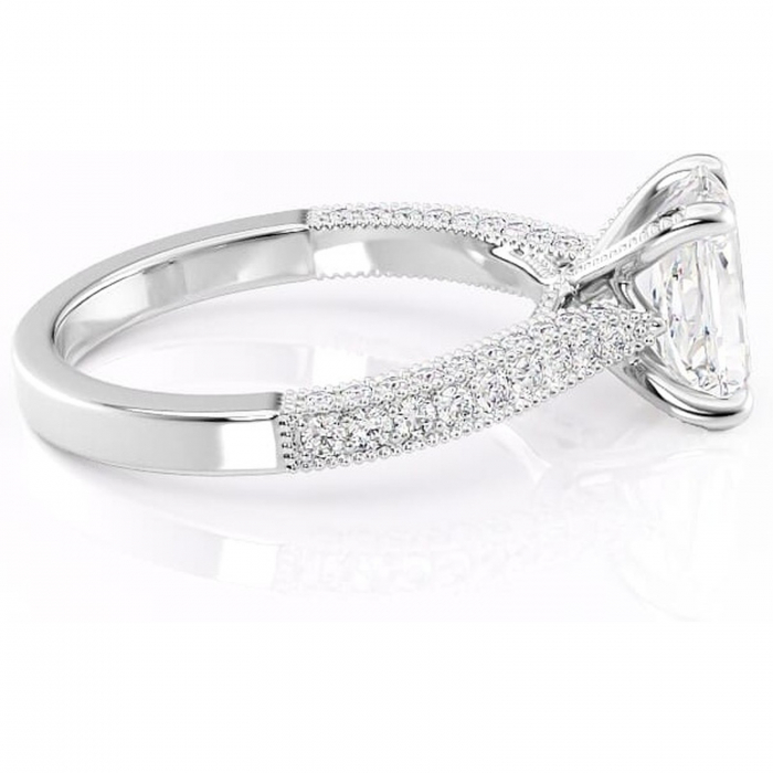 Inel de logodnă Romy din aur Alb 14kt cu moissanite tăietură radiantă – Montură pavé rafinată pentru profil înalt | Personalizează și configurează gratuit online [2]