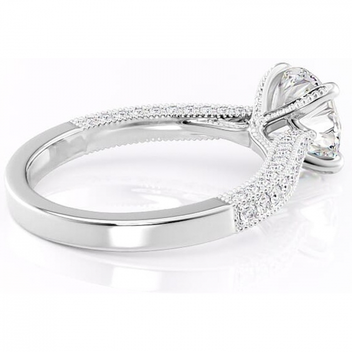 Inel de logodnă Romy din aur Alb 14kt cu moissanite tăietură rotundă – Montură pavé rafinată pentru profil înalt | Personalizează și configurează gratuit online [3]