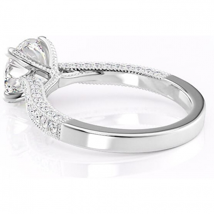 Inel de logodnă Romy din aur Alb 14kt cu moissanite tăietură rotundă – Montură pavé rafinată pentru profil înalt | Personalizează și configurează gratuit online [5]