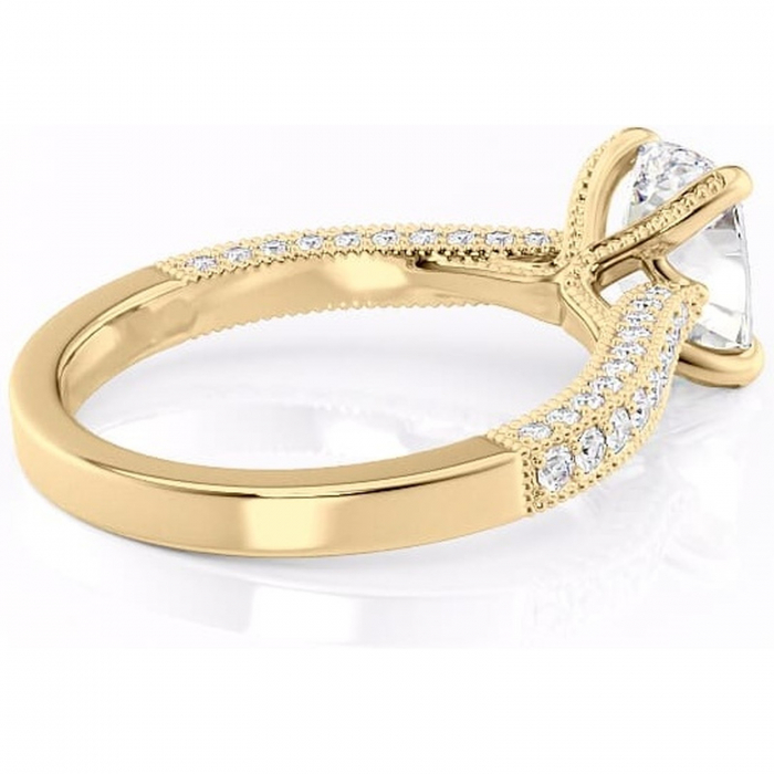 Inel de logodnă Romy din aur Galben 14kt cu moissanite tăietură asscher – Montură pavé rafinată pentru profil înalt | Personalizează și configurează gratuit online [3]