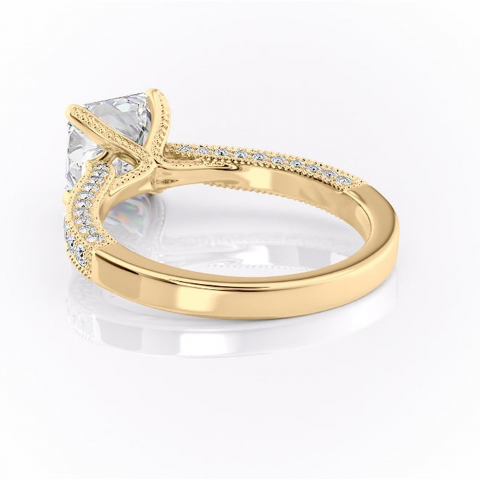 Inel de logodnă Romy din aur Galben 14kt cu moissanite tăietură asscher – Montură pavé rafinată pentru profil înalt | Personalizează și configurează gratuit online [4]