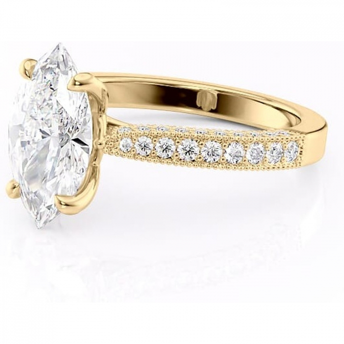 Inel de logodnă Romy din aur Galben 14kt cu moissanite tăietură marquise – Montură pavé rafinată pentru profil înalt | Personalizează și configurează gratuit online [7]