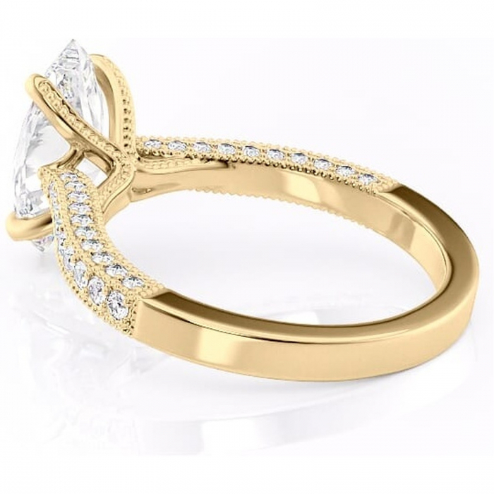 Inel de logodnă Romy din aur Galben 14kt cu moissanite tăietură marquise – Montură pavé rafinată pentru profil înalt | Personalizează și configurează gratuit online [5]