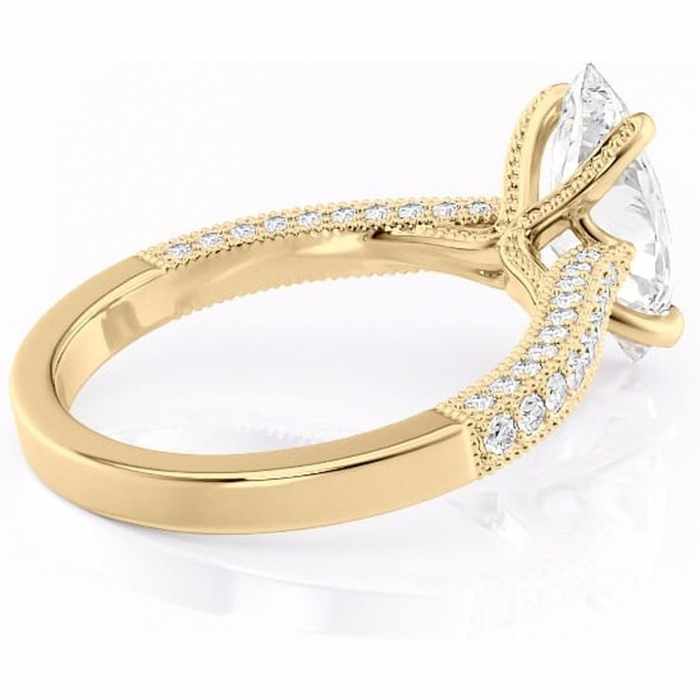 Inel de logodnă Romy din aur Galben 14kt cu moissanite tăietură marquise – Montură pavé rafinată pentru profil înalt | Personalizează și configurează gratuit online [3]