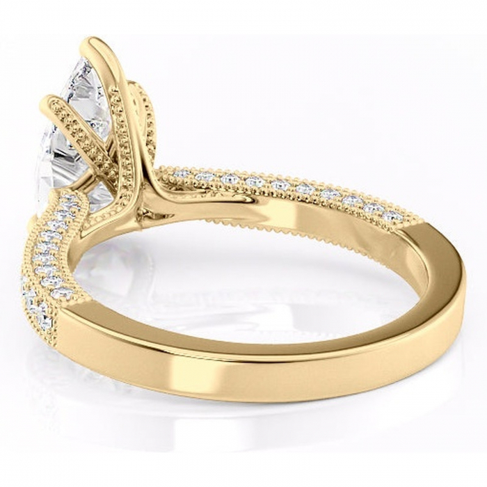 Inel de logodnă Romy din aur Galben 14kt cu moissanite tăietură pară – Montură pavé rafinată pentru profil înalt | Personalizează și configurează gratuit online [4]