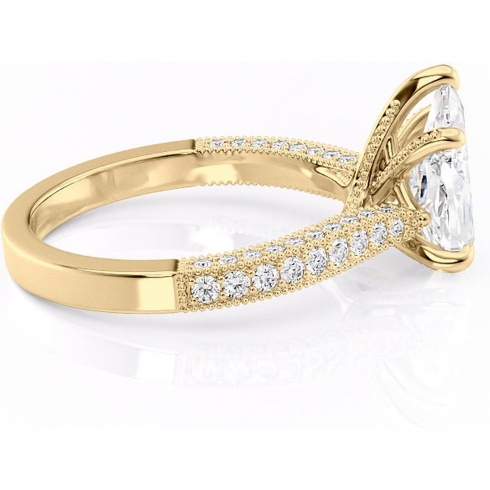 Inel de logodnă Romy din aur Galben 14kt cu moissanite tăietură pară – Montură pavé rafinată pentru profil înalt | Personalizează și configurează gratuit online [2]