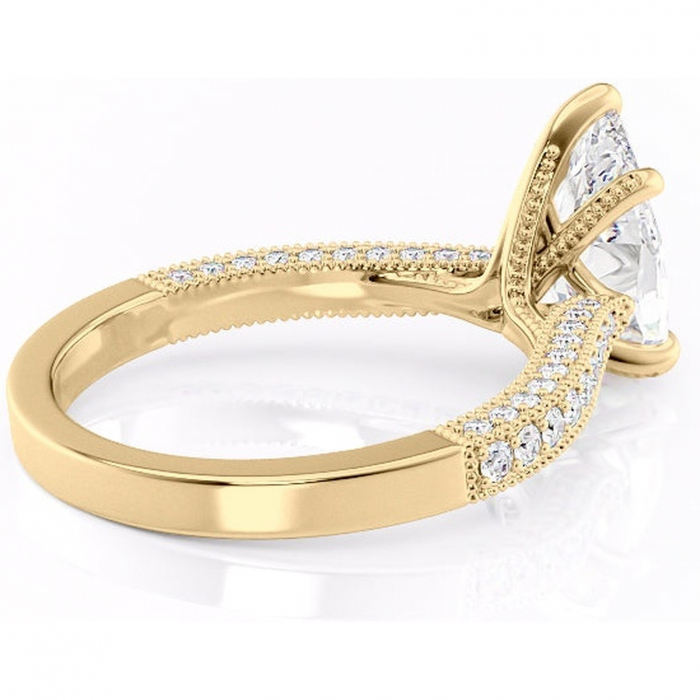 Inel de logodnă Romy din aur Galben 14kt cu moissanite tăietură pară – Montură pavé rafinată pentru profil înalt | Personalizează și configurează gratuit online [3]