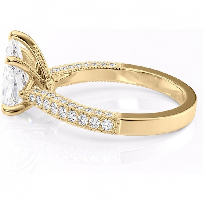 Inel de logodnă Romy din aur Galben 14kt cu moissanite tăietură pară – Montură pavé rafinată pentru profil înalt | Personalizează și configurează gratuit online [6]