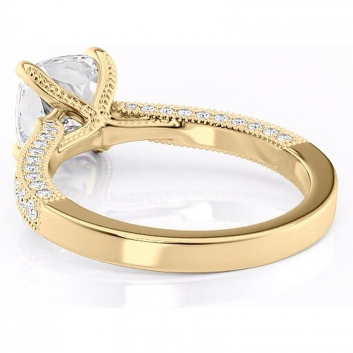 Inel de logodnă Romy din aur Galben 18kt cu moissanite tăietură pernă – Montură pavé rafinată pentru profil înalt | Personalizează și configurează gratuit online [4]