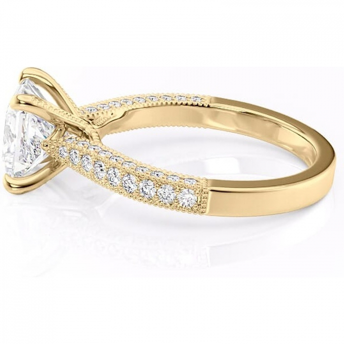 Inel de logodnă Romy din aur Galben 18kt cu moissanite tăietură princess – Montură pavé rafinată pentru profil înalt | Personalizează și configurează gratuit online [6]