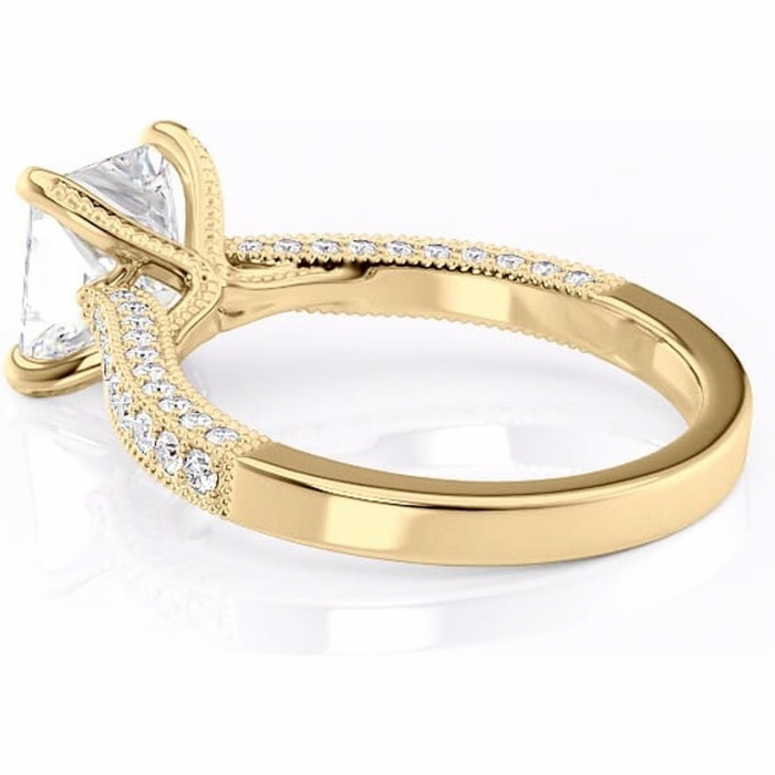Inel de logodnă Romy din aur Galben 18kt cu moissanite tăietură princess – Montură pavé rafinată pentru profil înalt | Personalizează și configurează gratuit online [5]